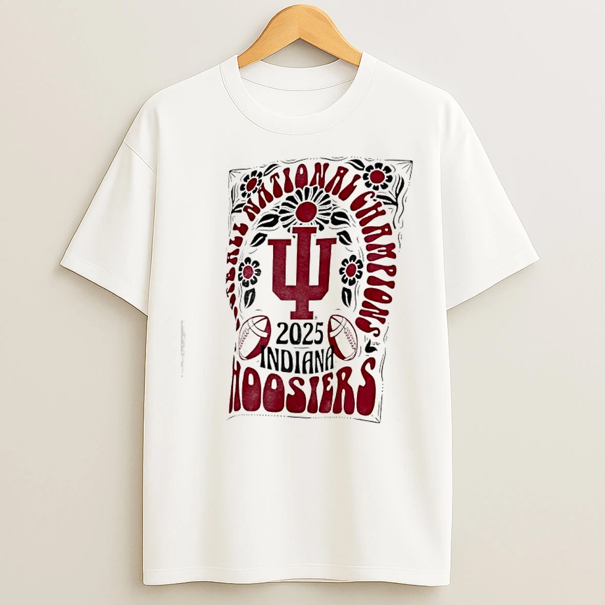 Classic Indiana Hoosiers National Champions 2025 Flowers Graphic T Shirts