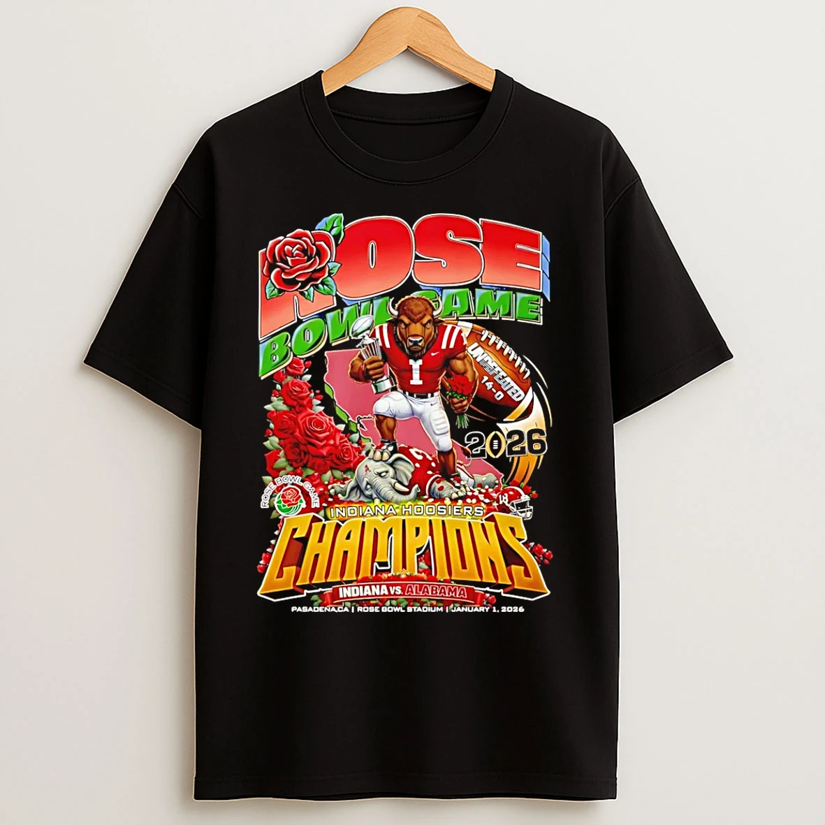 Classic Indiana Hoosiers Rose Bowl Game Champions 2026 Mascot T Shirts