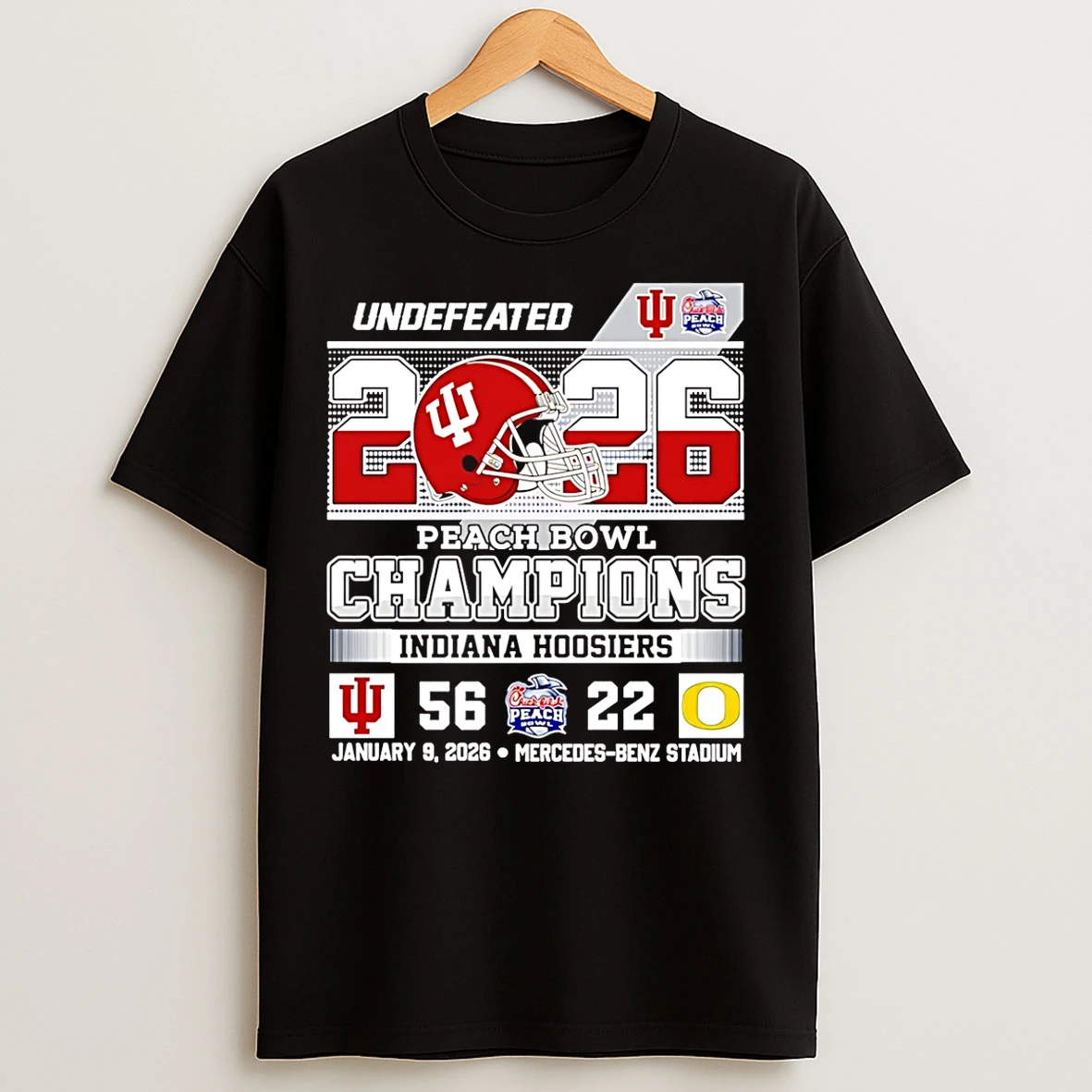 Classic Indiana Hoosiers Undefeated 2026 Peach Bowl Champions Score T Shirts