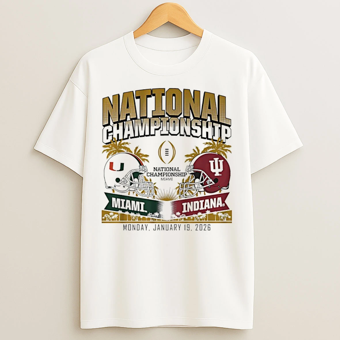 Classic Indiana Hoosiers Vs Miami Hurricanes Cfp National Championship Matchup Helmet 2026 T Shirts
