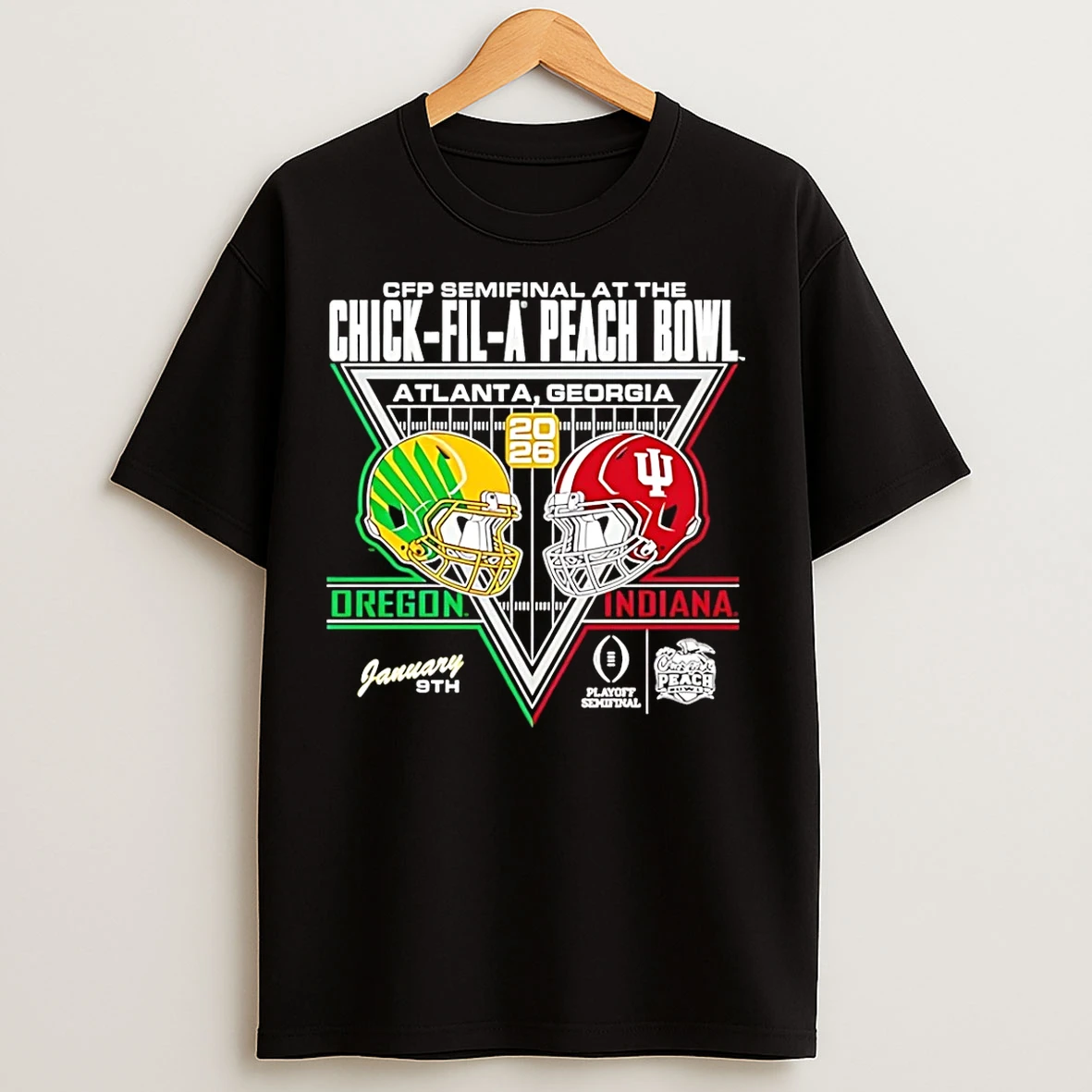 Classic Indiana Hoosiers Vs Oregon Ducks 2026 Peach Bowl Helmets T Shirts