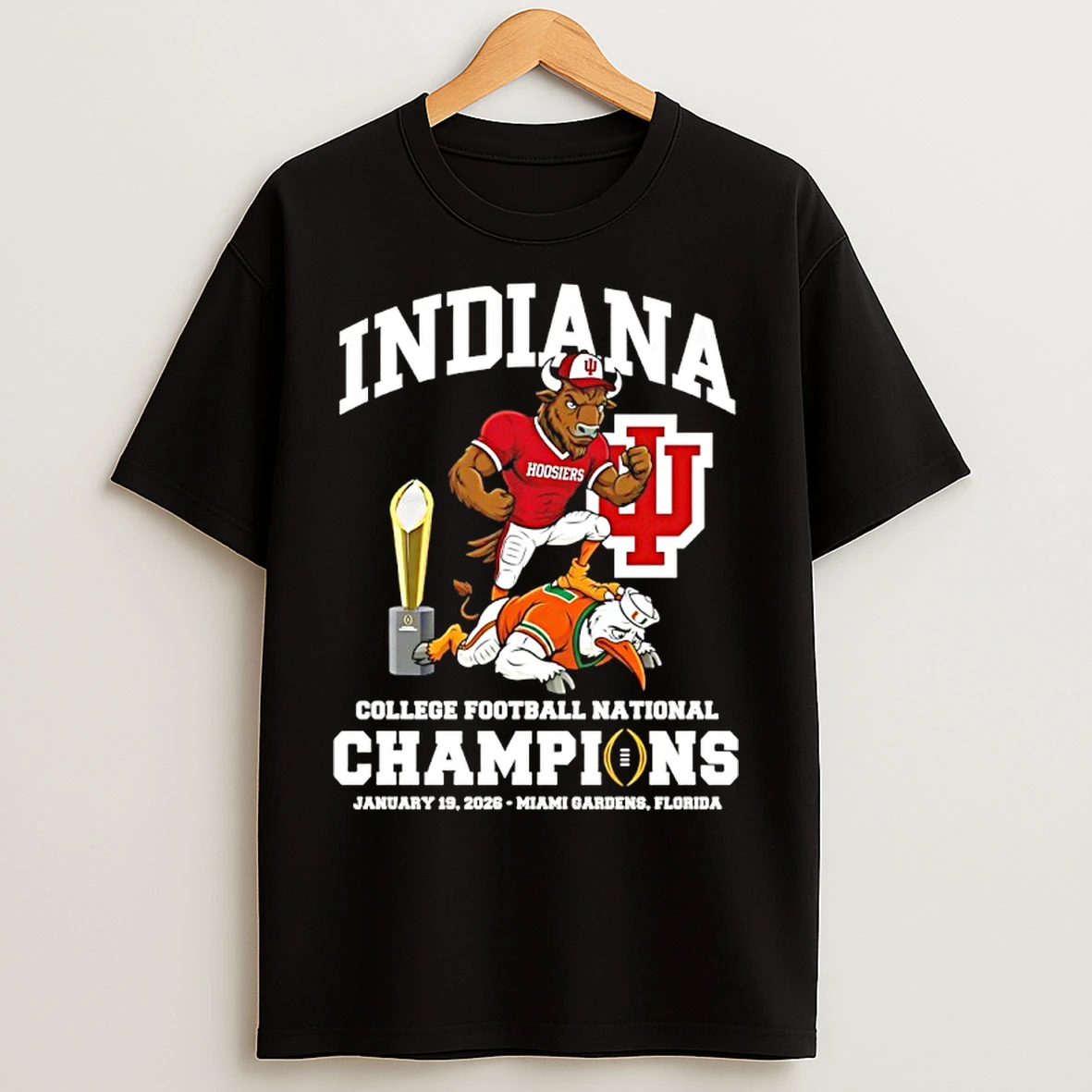 Classic Indiana Beat Miami 2026 Cfp National Champions Mascot Trophy T Shirts