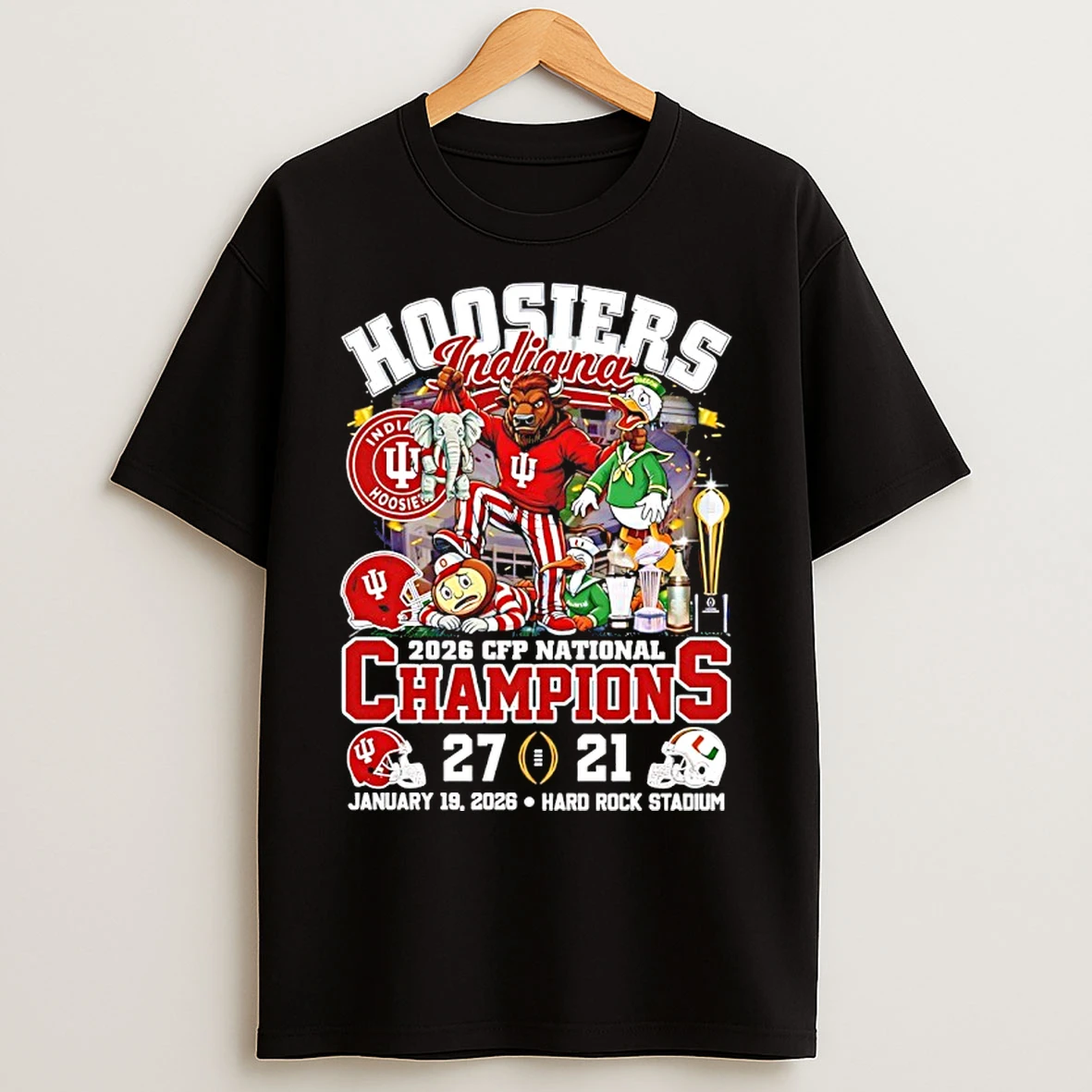 Classic Indiana Beat Miami 2026 College Football National Champions Mascot T Shirts