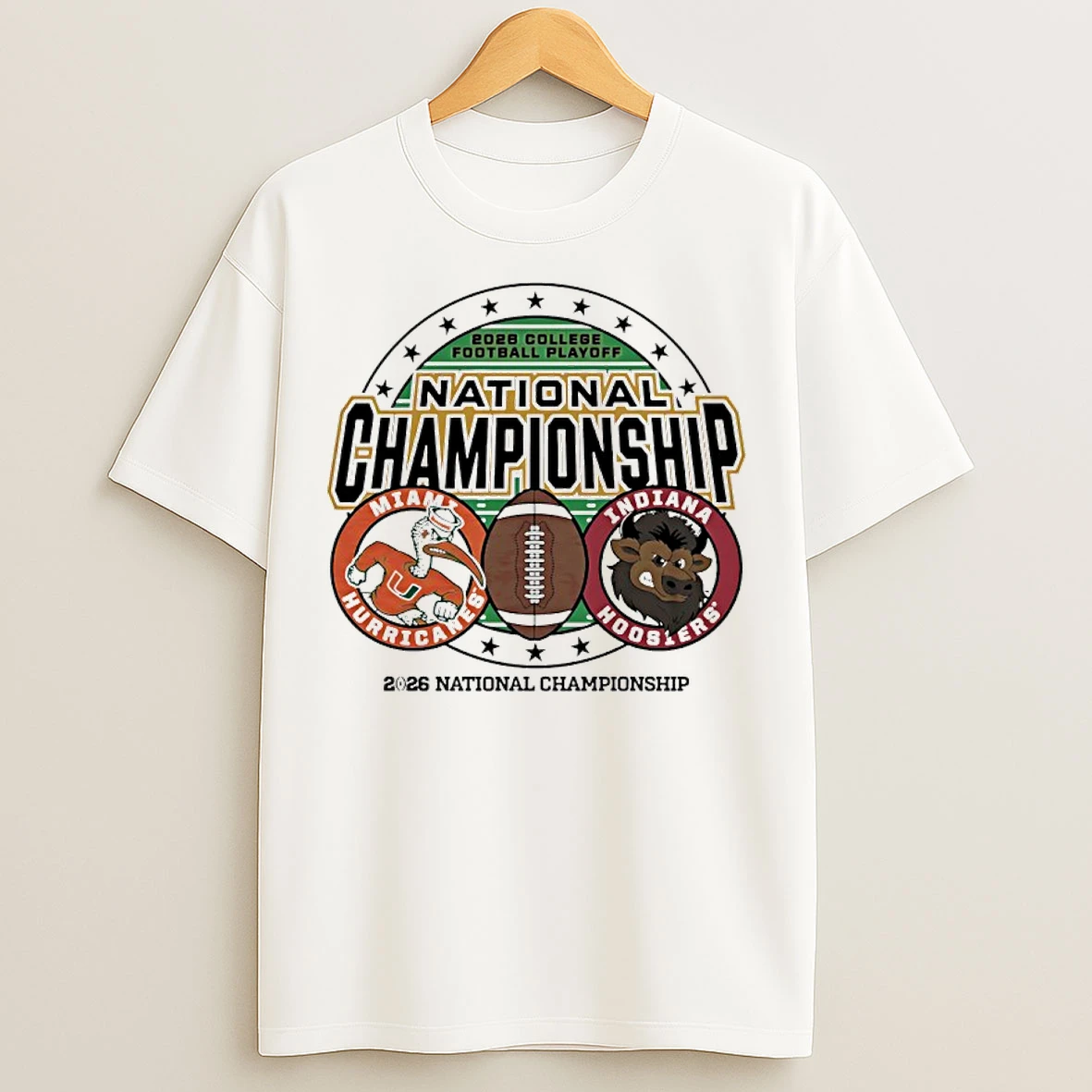 Classic Indiana Vs Miami 2026 Cfp National Championship Game Mascot T Shirts