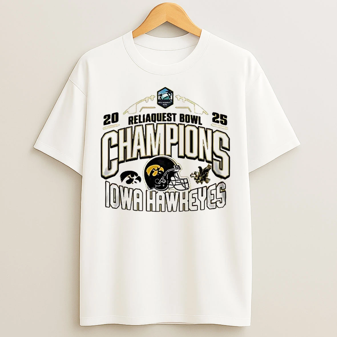 Classic Iowa Hawkeyes 2025 Reliaquest Bowl Champions Helmet T Shirts