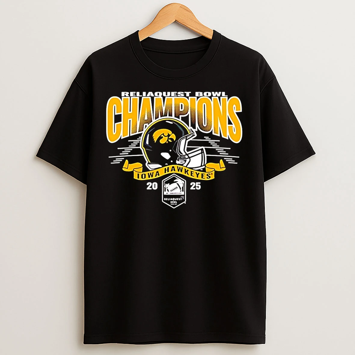 Classic Iowa Hawkeyes Football 2025 Reliaquest Bowl Football Champions T Shirts