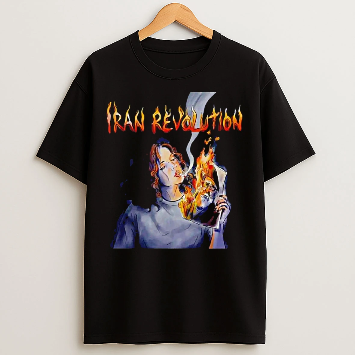 Classic Iranian Lady Burning Khamenei Photo T Shirts