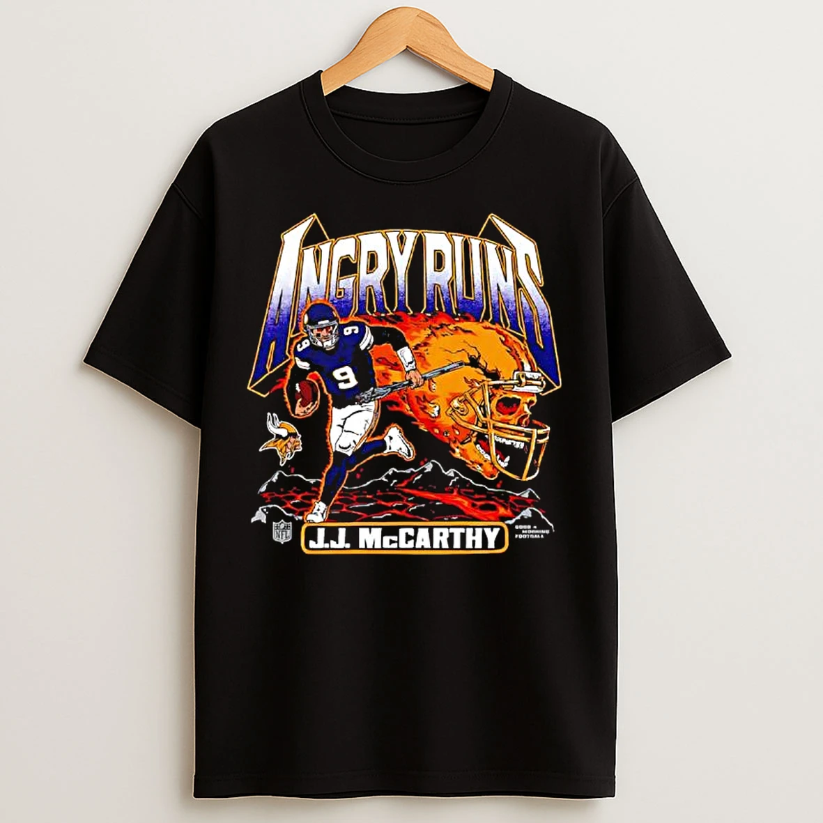 Classic J J Mccarthy X Angry Runs Minnesota Vikings Football T Shirts
