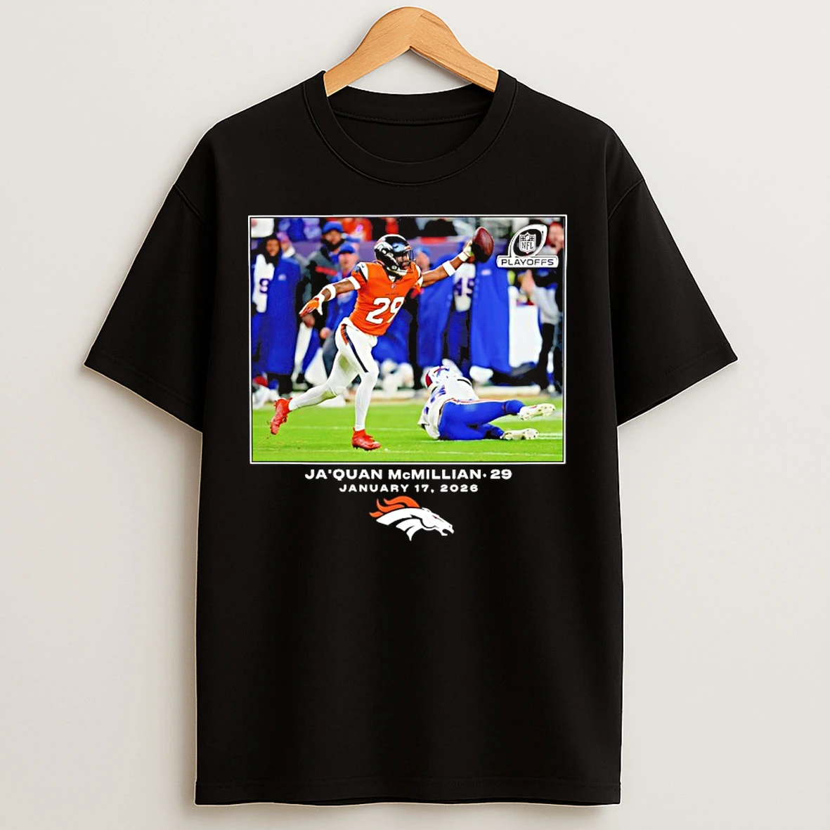 Classic Jaquan Mcmillian Denver Broncos 2026 Nfl Playoffs Moment T Shirts