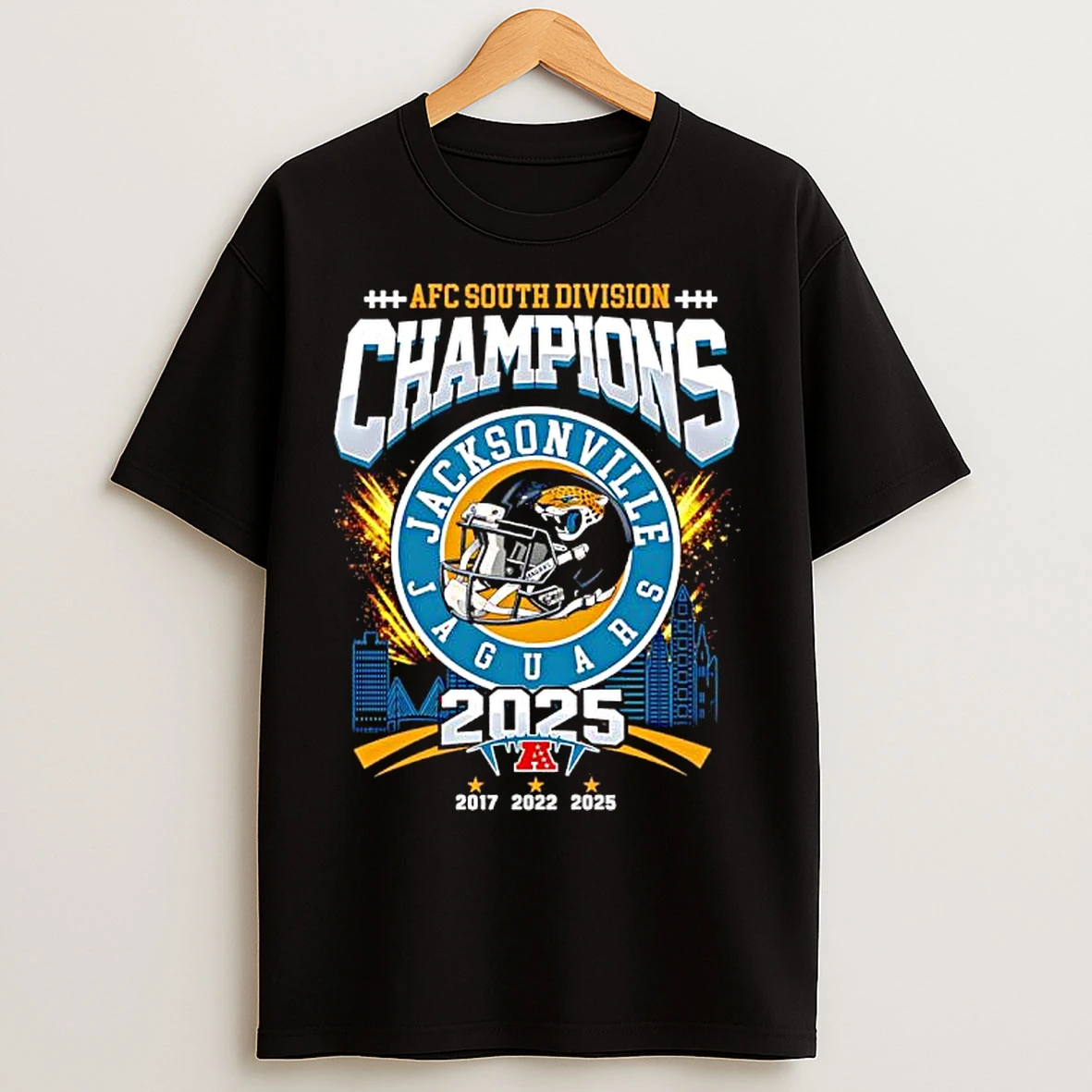 Classic Jacksonville Jaguars 2025 Afc South Division Champions 2017 2022 2025 Graphic T Shirts