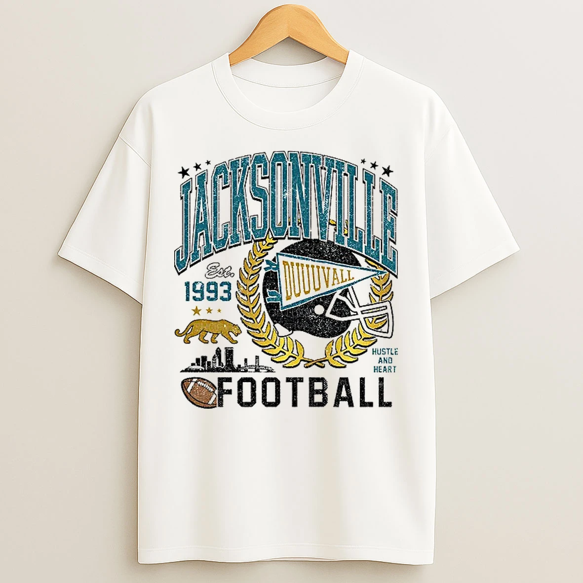 Classic Jacksonville Jaguars Duuuval Football Est 1993 Hustle And Heart Vintage T Shirts
