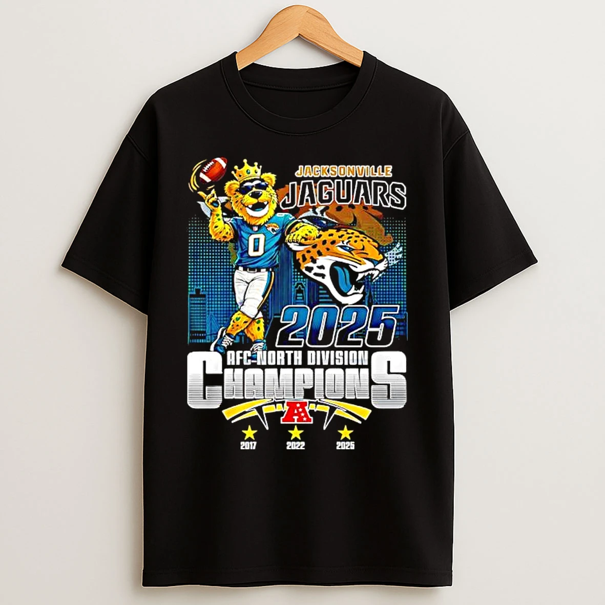 Classic Jacksonville Jaguars Mascot 2025 Afc South Division Champions Graphic T Shirts