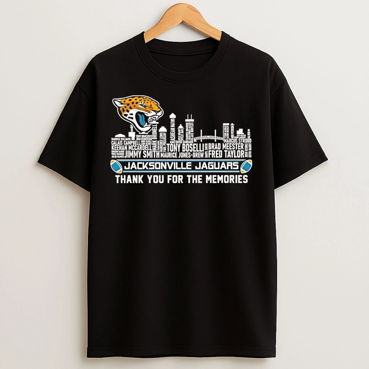 Classic Jacksonville Jaguars Players Names Skyline Thank You For The Memories T Shirts
