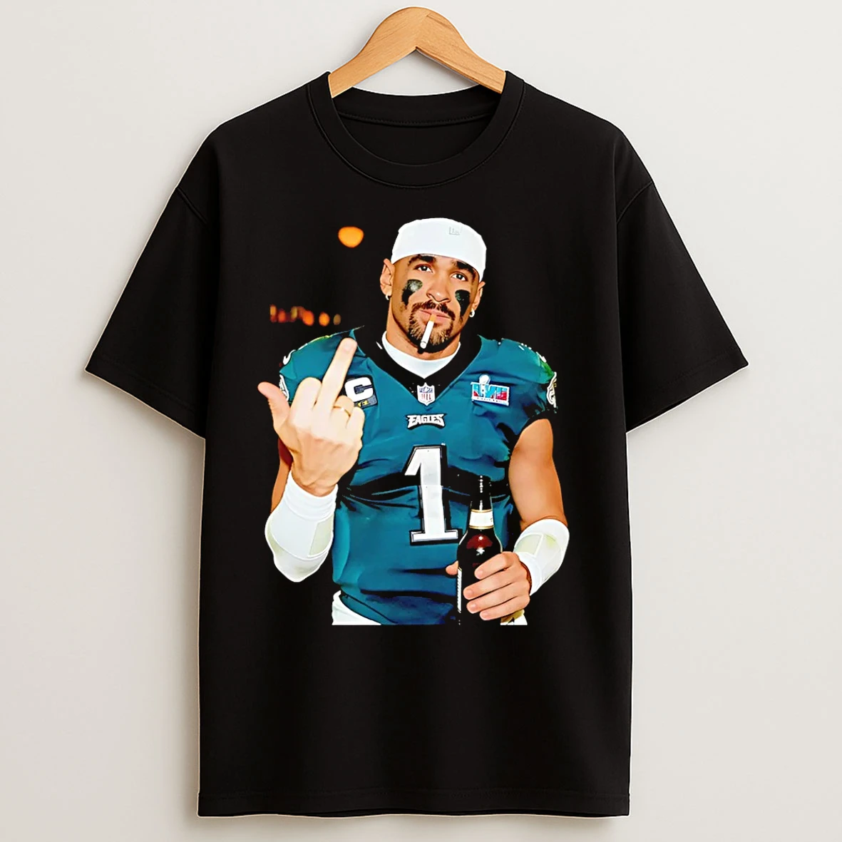 Classic Jalen Hurts Philadelphia Eagles Middle Finger And Beer T Shirts
