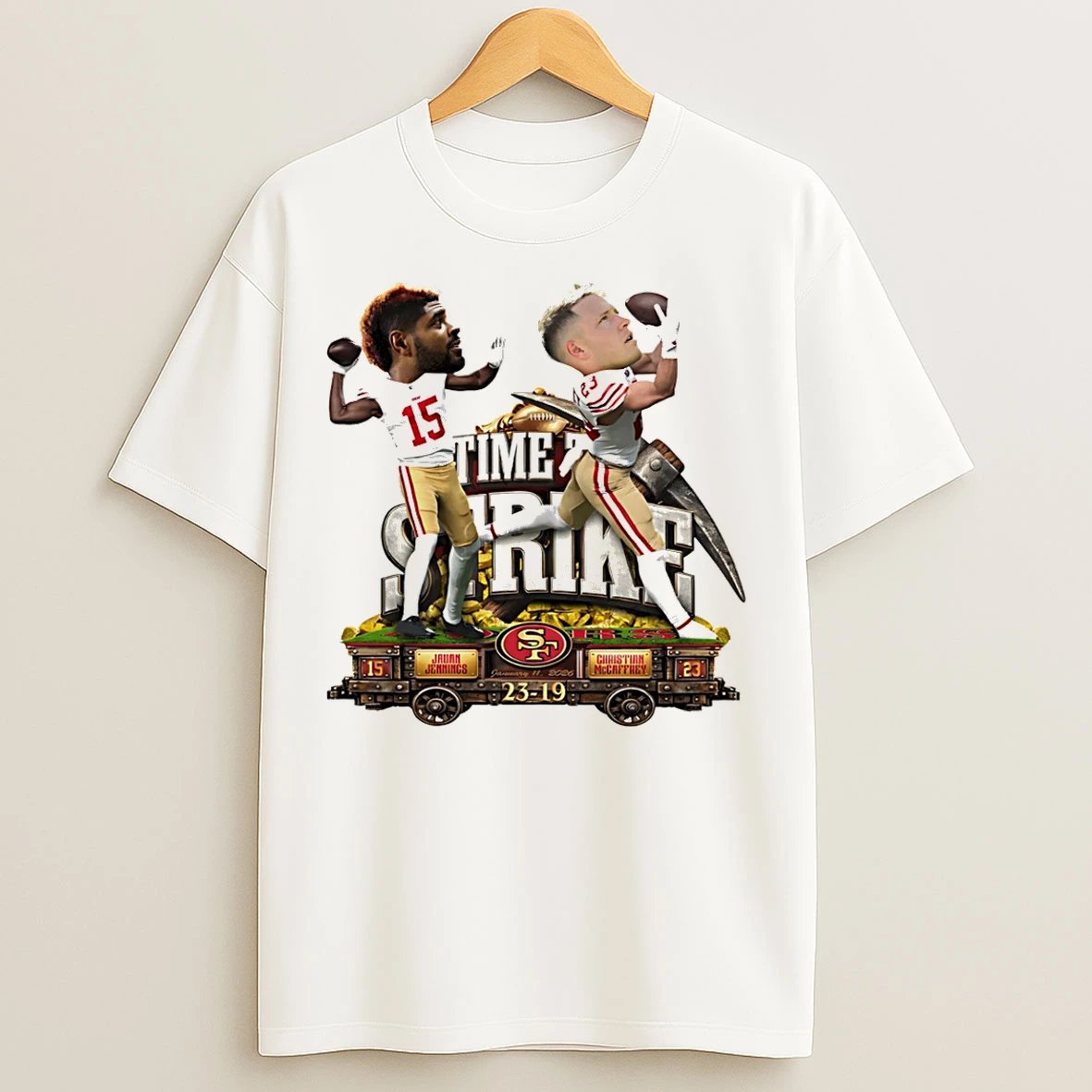Classic Jauan Jennings Christian Mccaffrey San Francisco 49ers Nfl Wild Card Caricature T Shirts