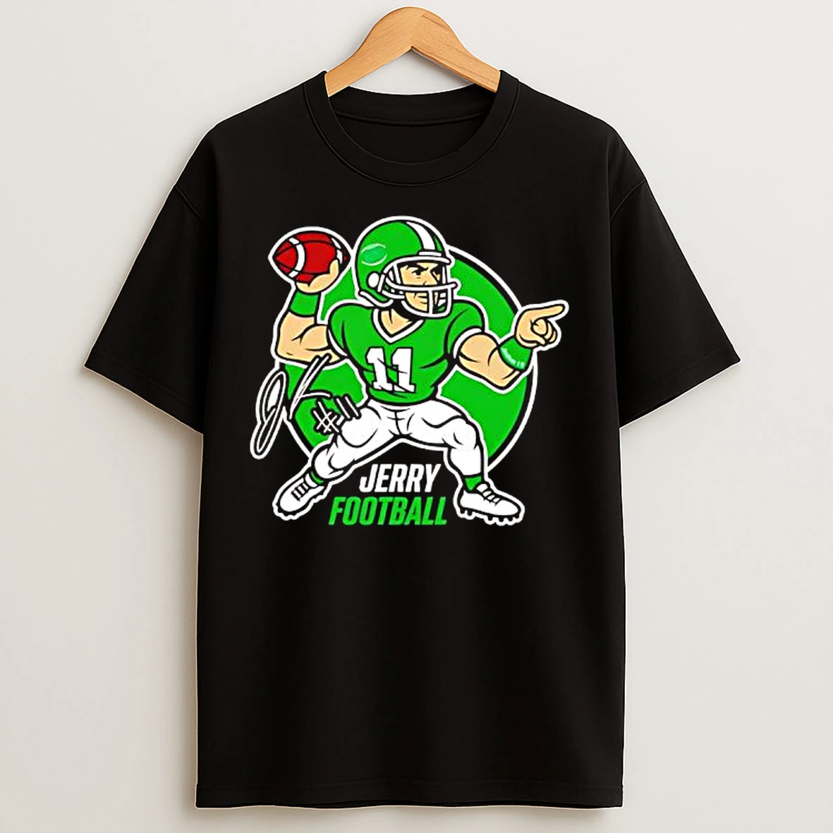 Classic Jerry Football Und Fighting Hawks Player 11 Signature T Shirts