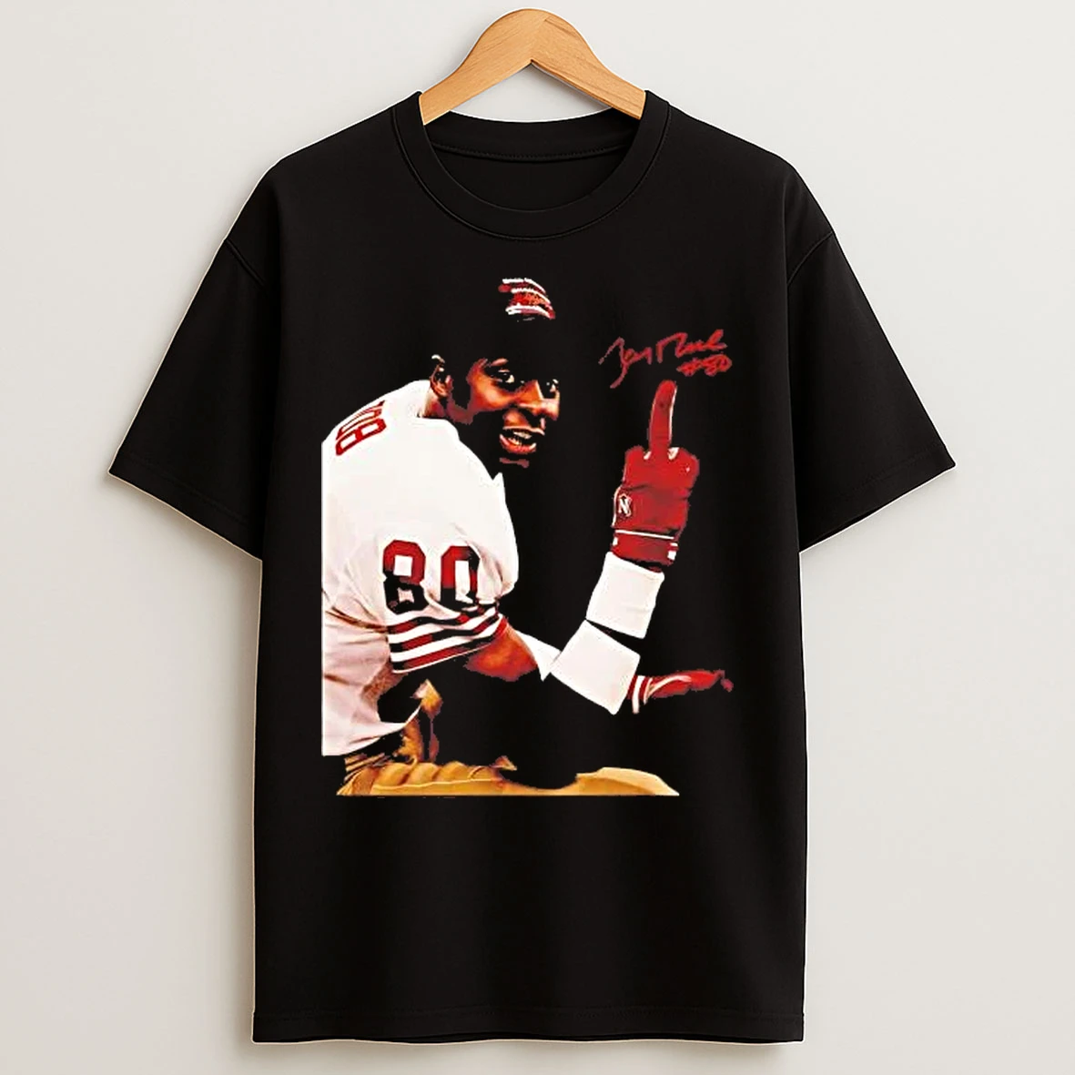 Classic Jerry Rice Middle Finger Signature Vintage T Shirts