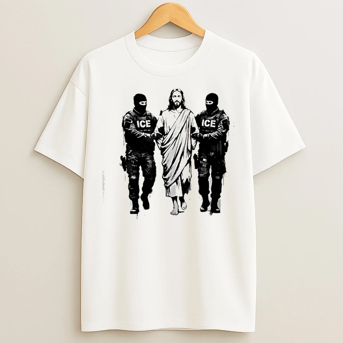 Classic Jesus Arrested Parody Anti Ice Sarcastic T Shirts