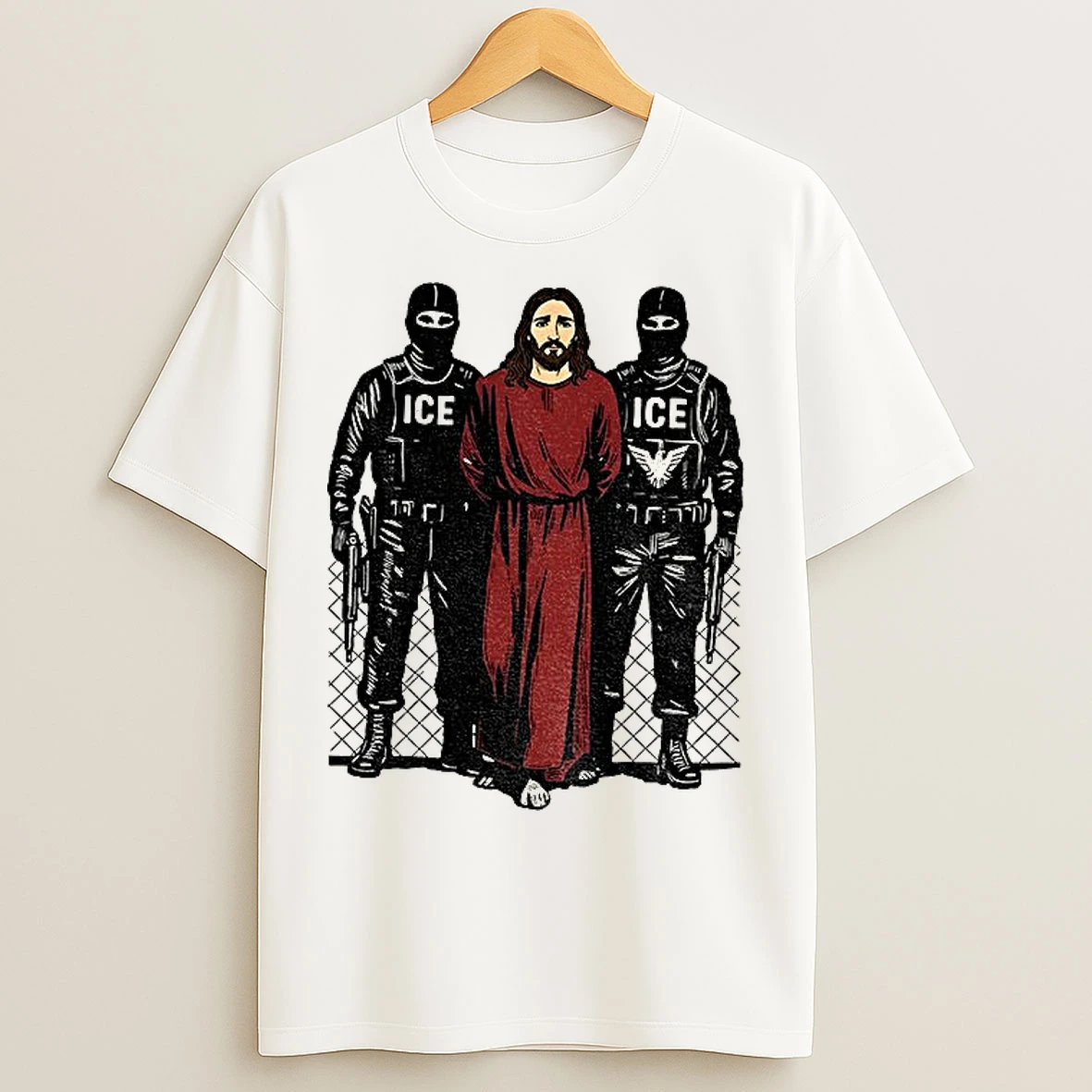 Classic Jesus Arrested By Ice Anti Ice Political Christian Protest T Shirts