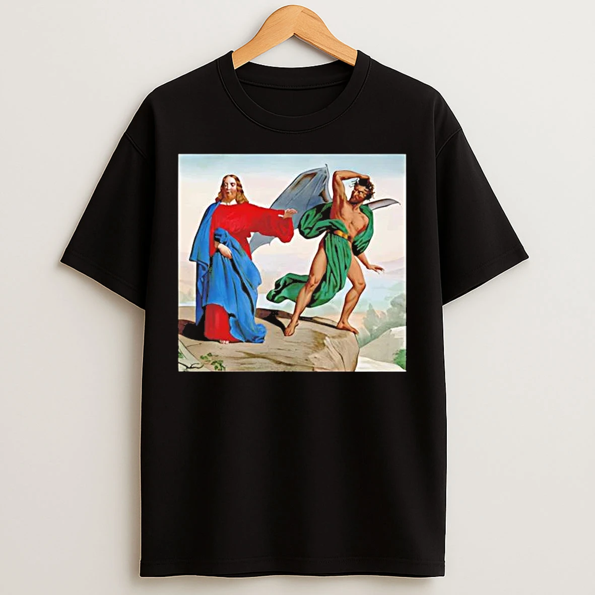 Classic Jesus Satan Tempts Christ On The Mountain T Shirts