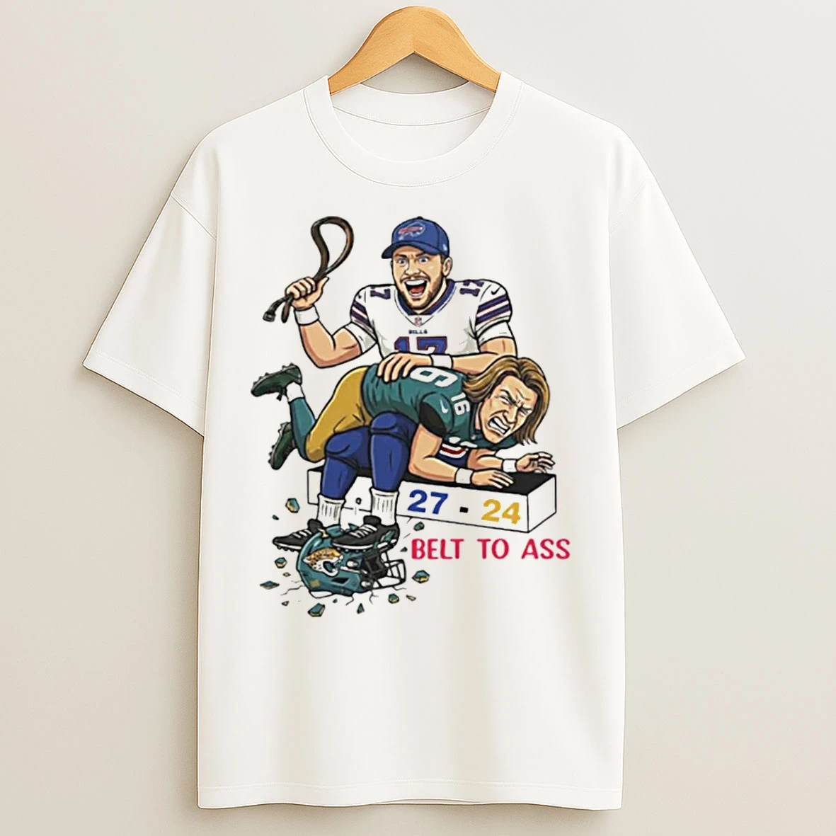 Classic Josh Allen Trevor Lawrence Belt To Ass Buffalo Bills 27 24 Jaguars T Shirts