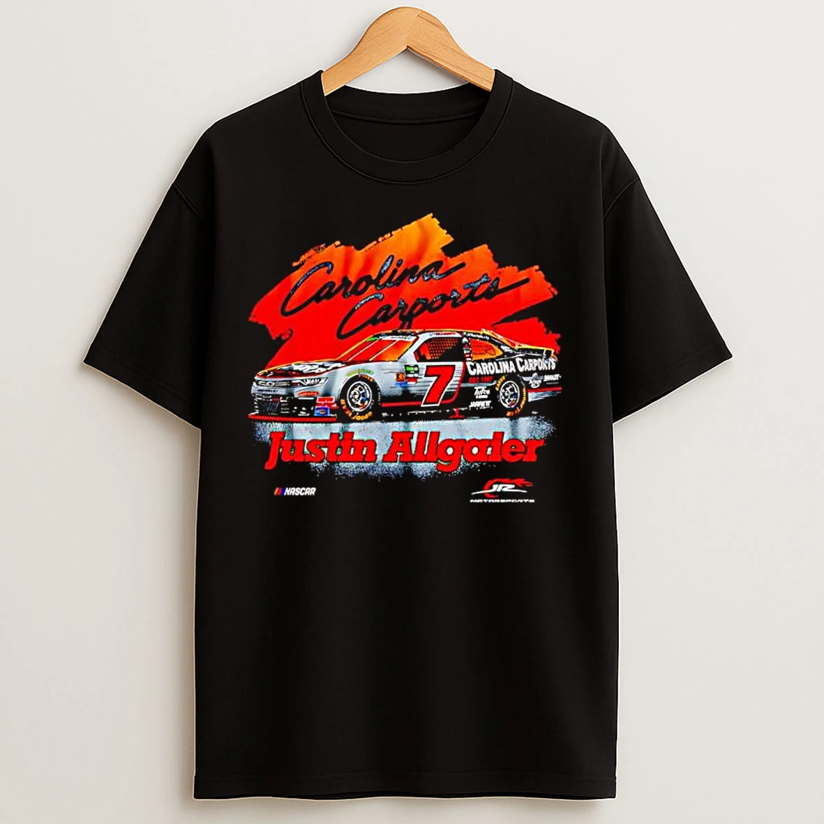 Classic Justin Allgaier Nascar Carolina Carports Sponsor Logo T Shirts