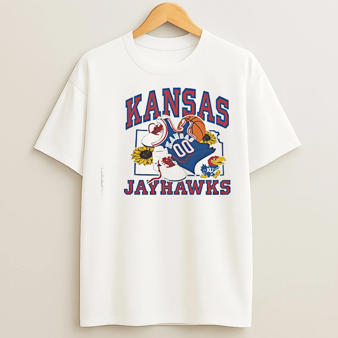 Classic Kansas Jayhawks Sunflower Ringer T Shirts