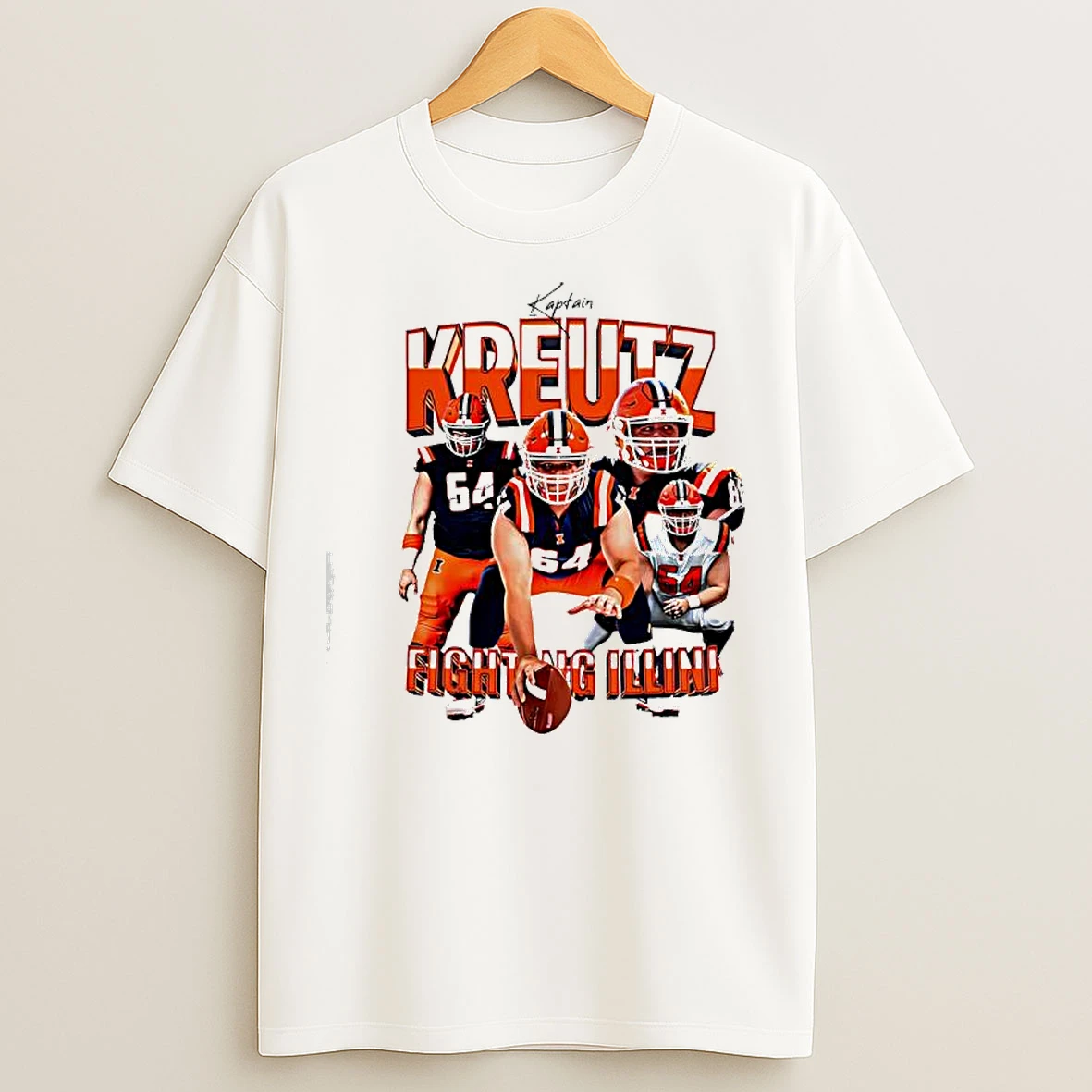 Classic Kaptain Josh Kreutz Former Illinois Fighting Illini Football Signature T Shirts