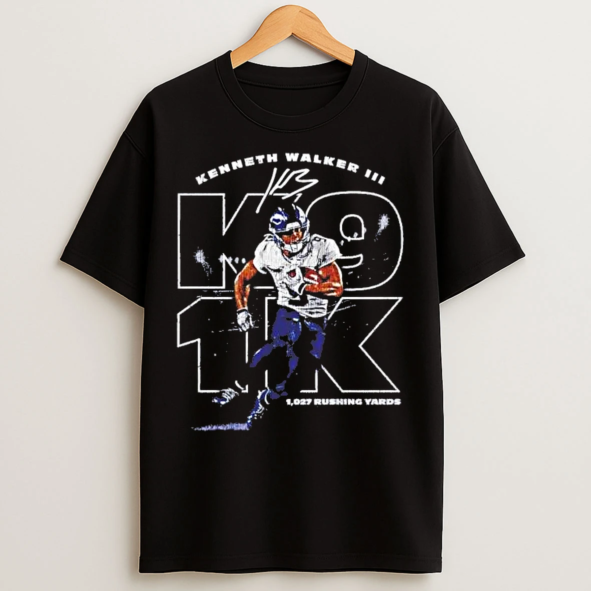 Classic Kenneth Walker Iii 1027 Rushing Yards Signature T Shirts