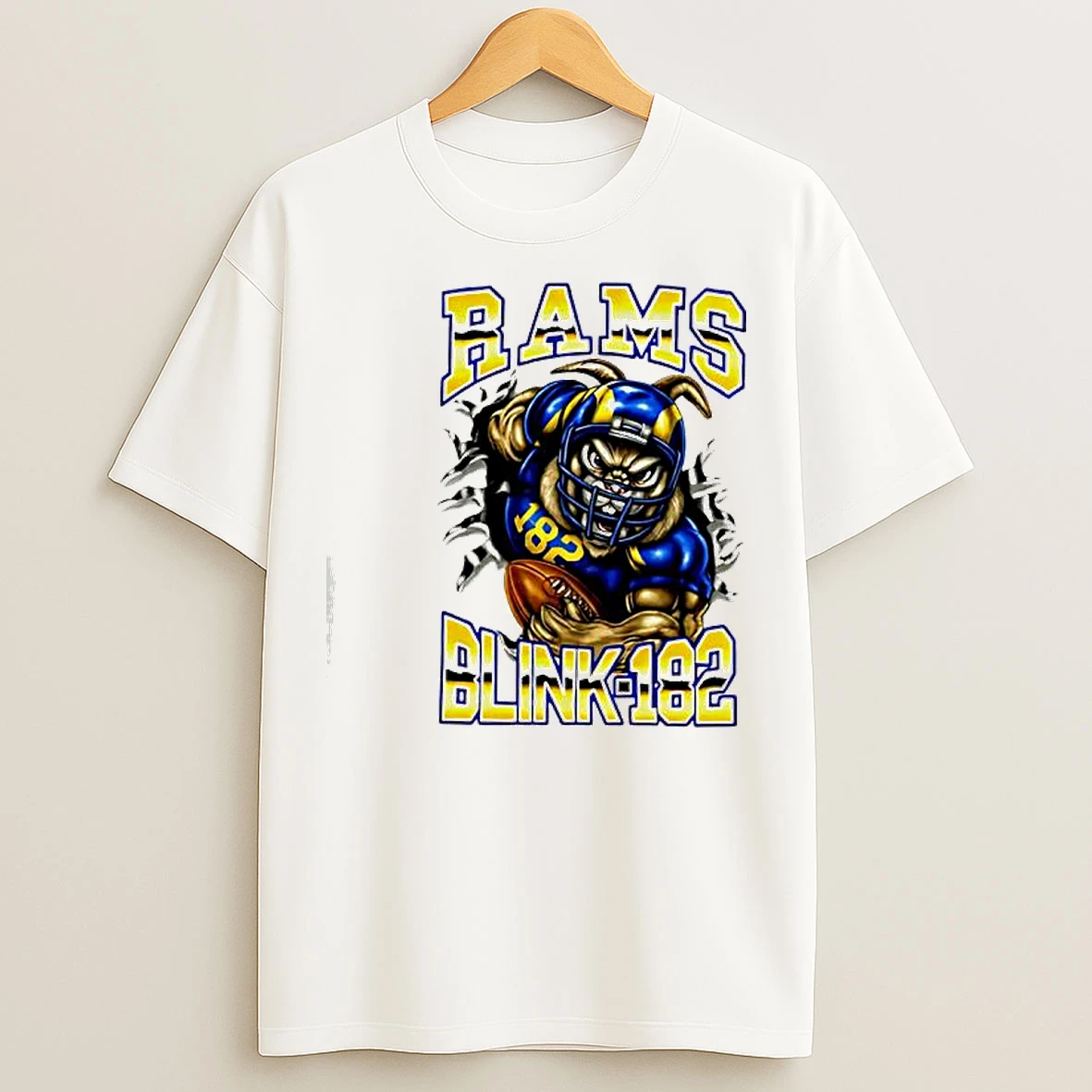 Classic Los Angeles Football X Blink 182 Bunny Rams T Shirts