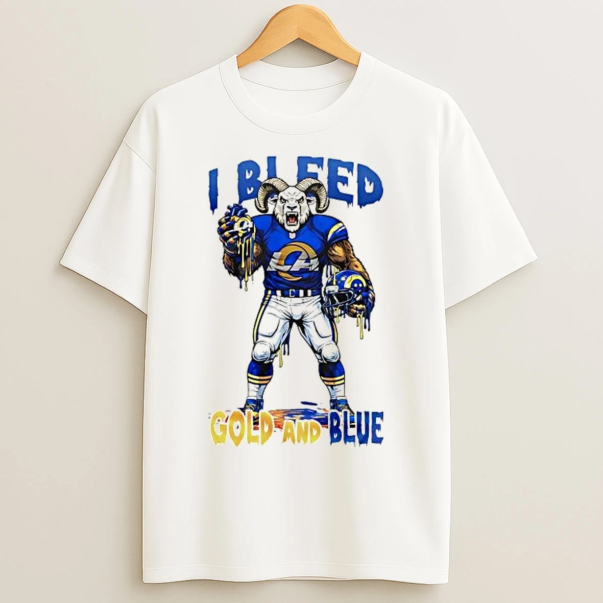 Classic Los Angeles Rams Mascot I Bleed Gold And Blue T Shirts