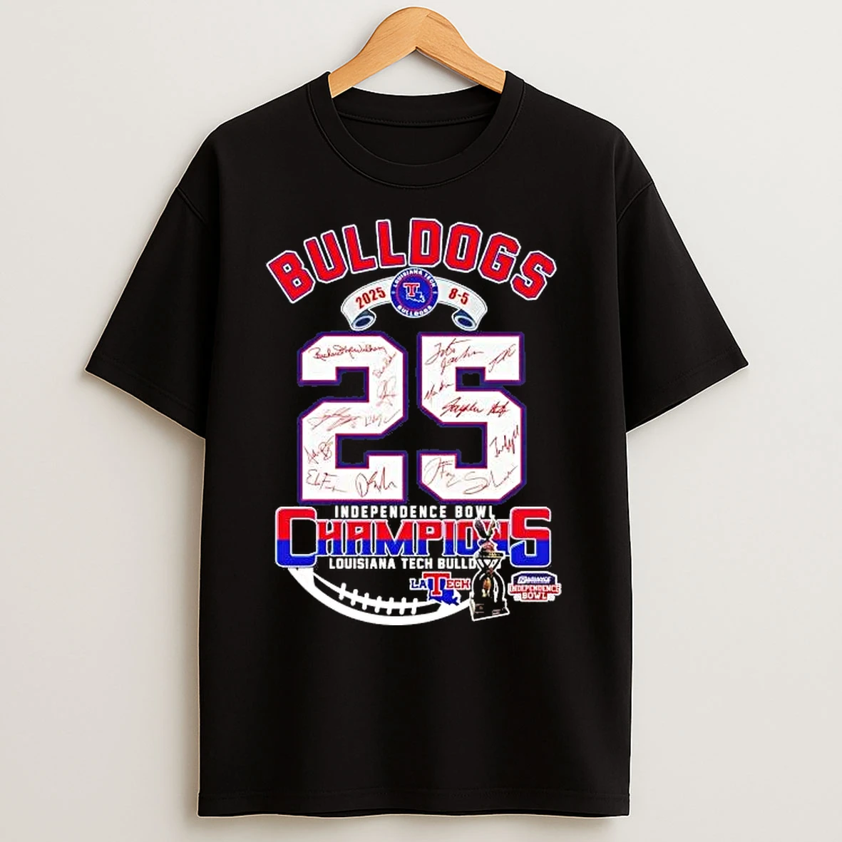 Classic Louisiana Tech Bulldogs 2025 Independence Bowl Champions Perfect Season T Shirts