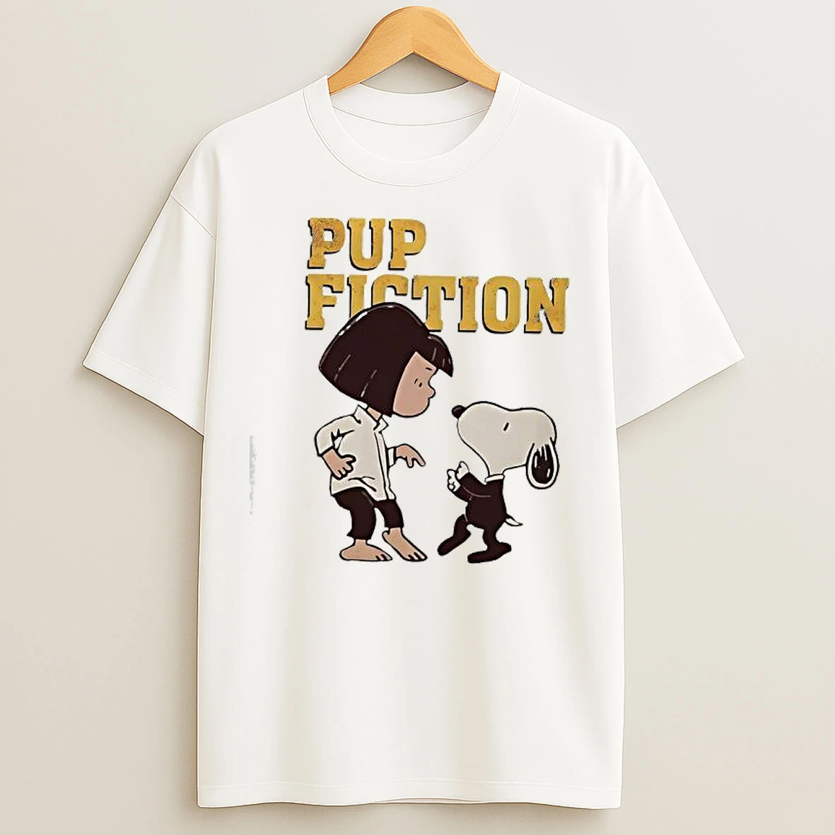 Classic Lucy And Snoopy Pup Fiction Graphic T Shirts