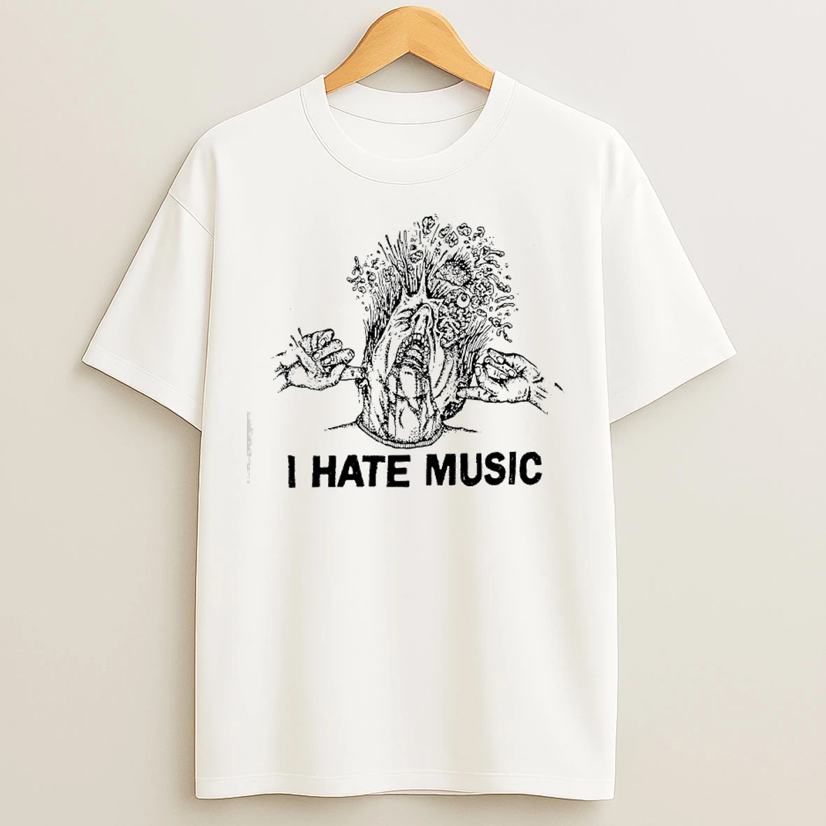 Classic Maggot Death I Hate Music Graphic T Shirts