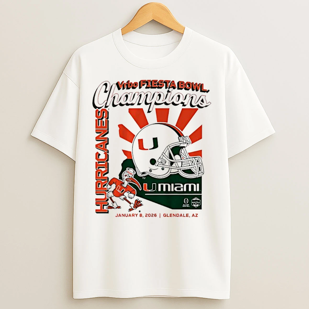 Classic Miami Football Cfp Vrbo Fiesta Bowl Champions Helmet Vintage T Shirts