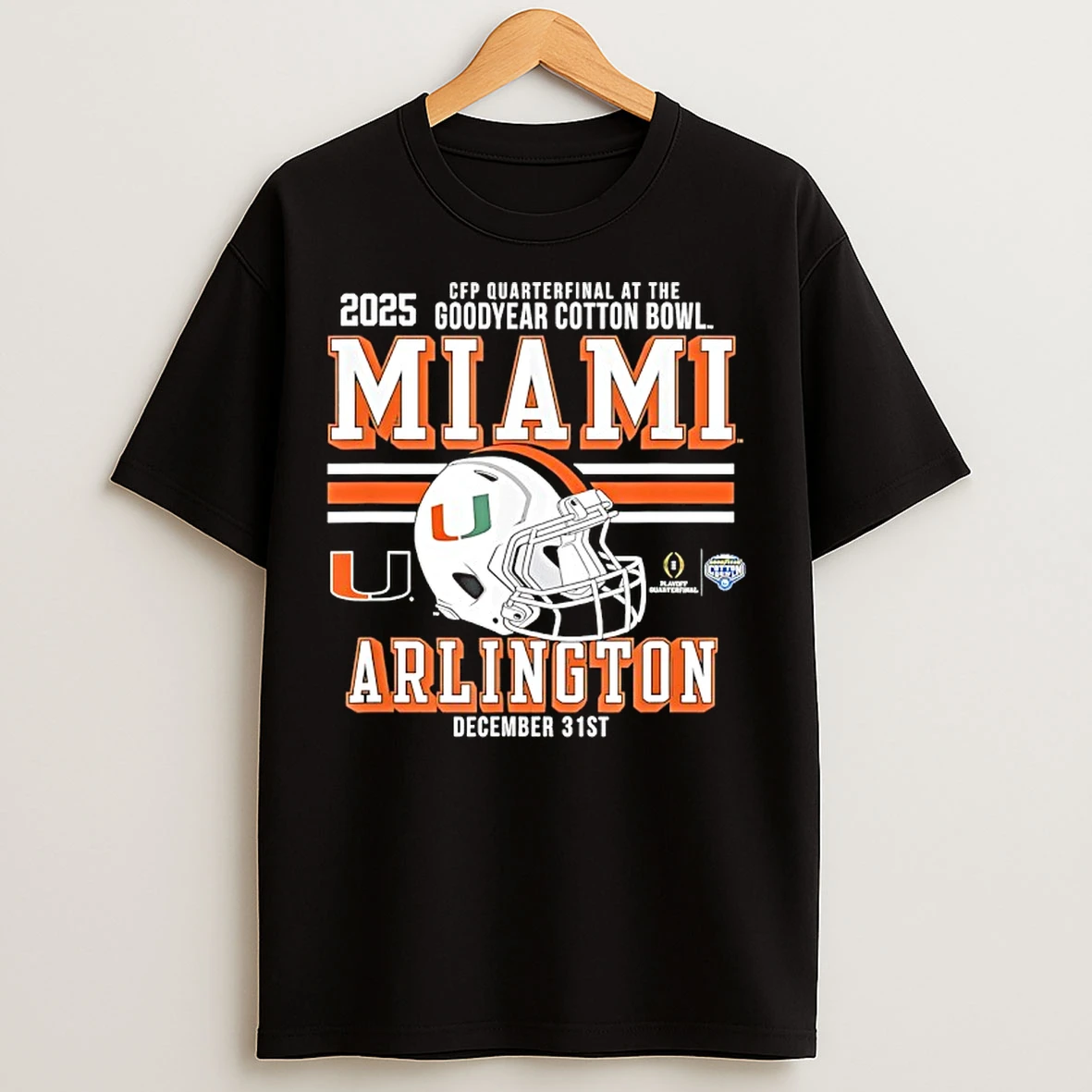 Classic Miami Hurricanes 2025 Cfp Quarterfinal At The Goodyear Cotton Bowl Arlington T Shirts
