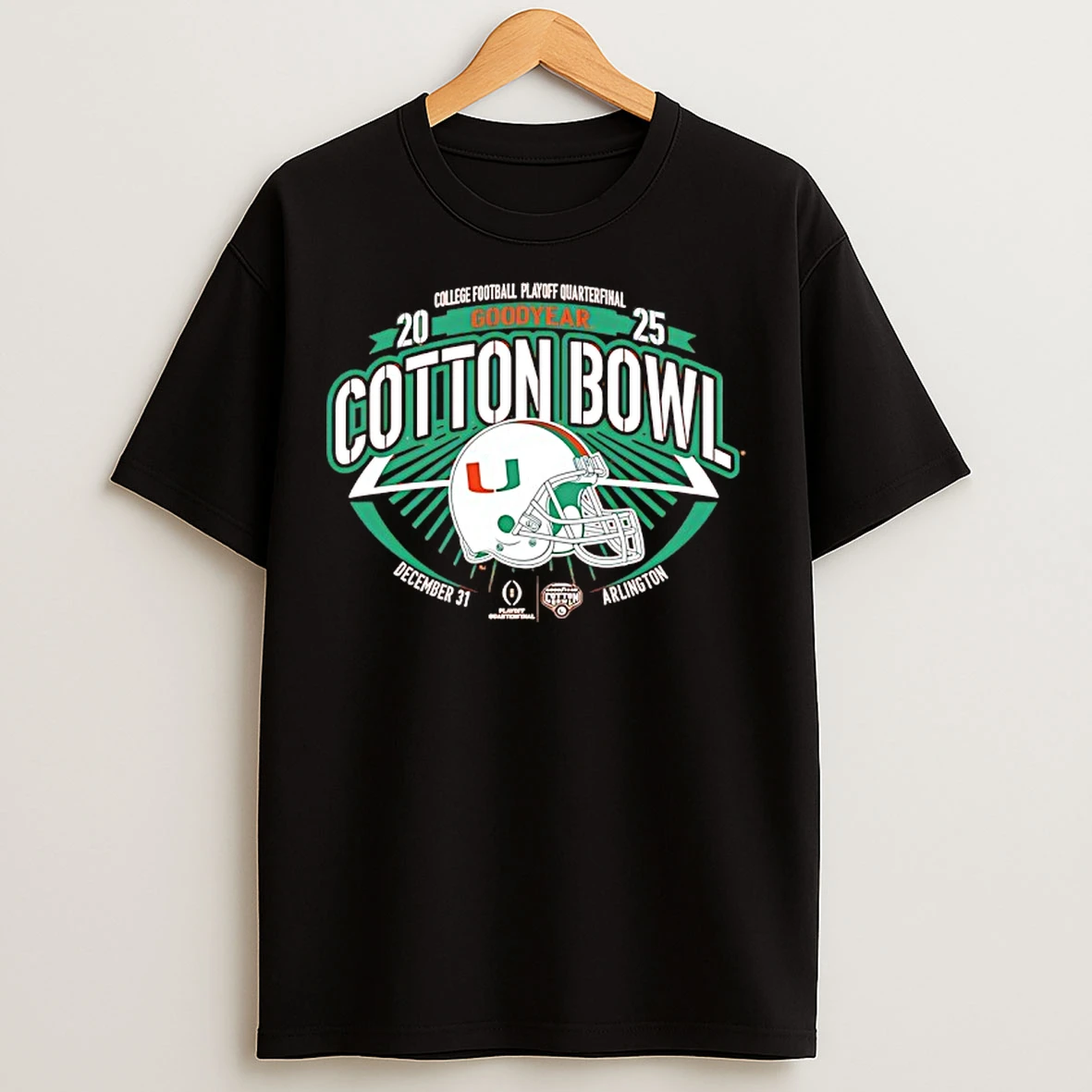 Classic Miami Hurricanes 2025 College Football Playoff Quarterfinal Goodyear Cotton Bowl T Shirts
