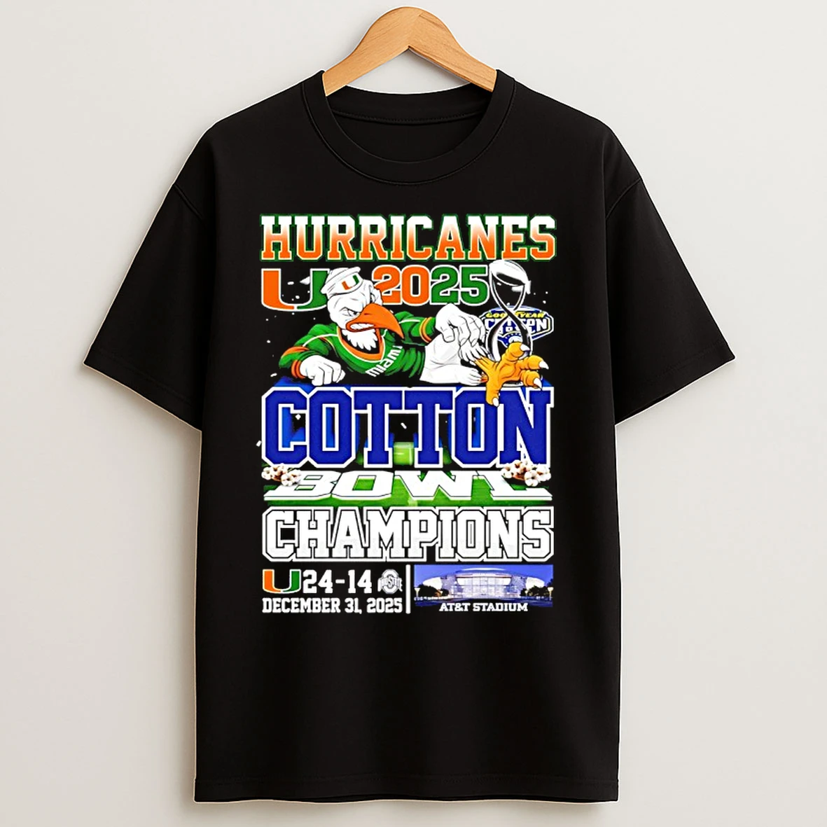 Classic Miami Hurricanes 2025 Cotton Bowl Champions Graphic T Shirts