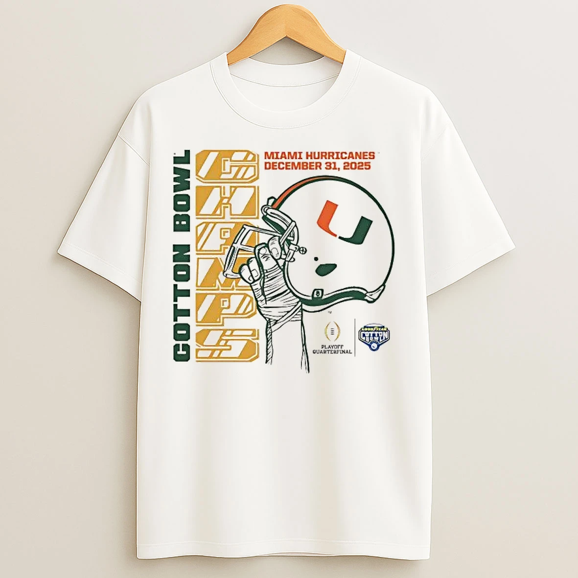 Classic Miami Hurricanes 2025 Cotton Bowl Champs Helmet T Shirts