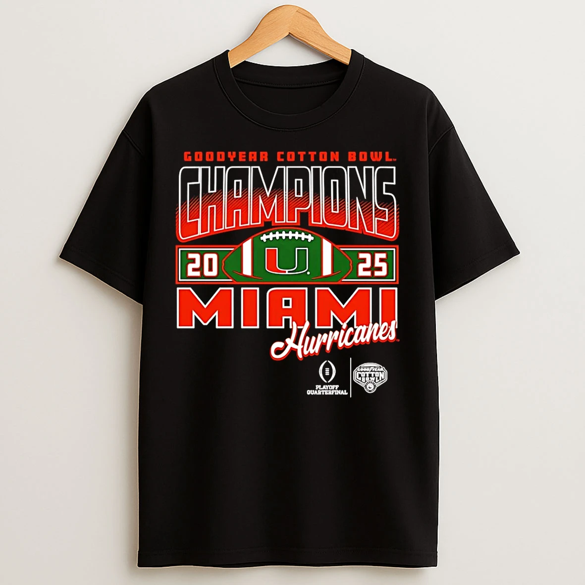 Classic Miami Hurricanes 2025 Goodyear Cotton Bowl Champions Retro T Shirts