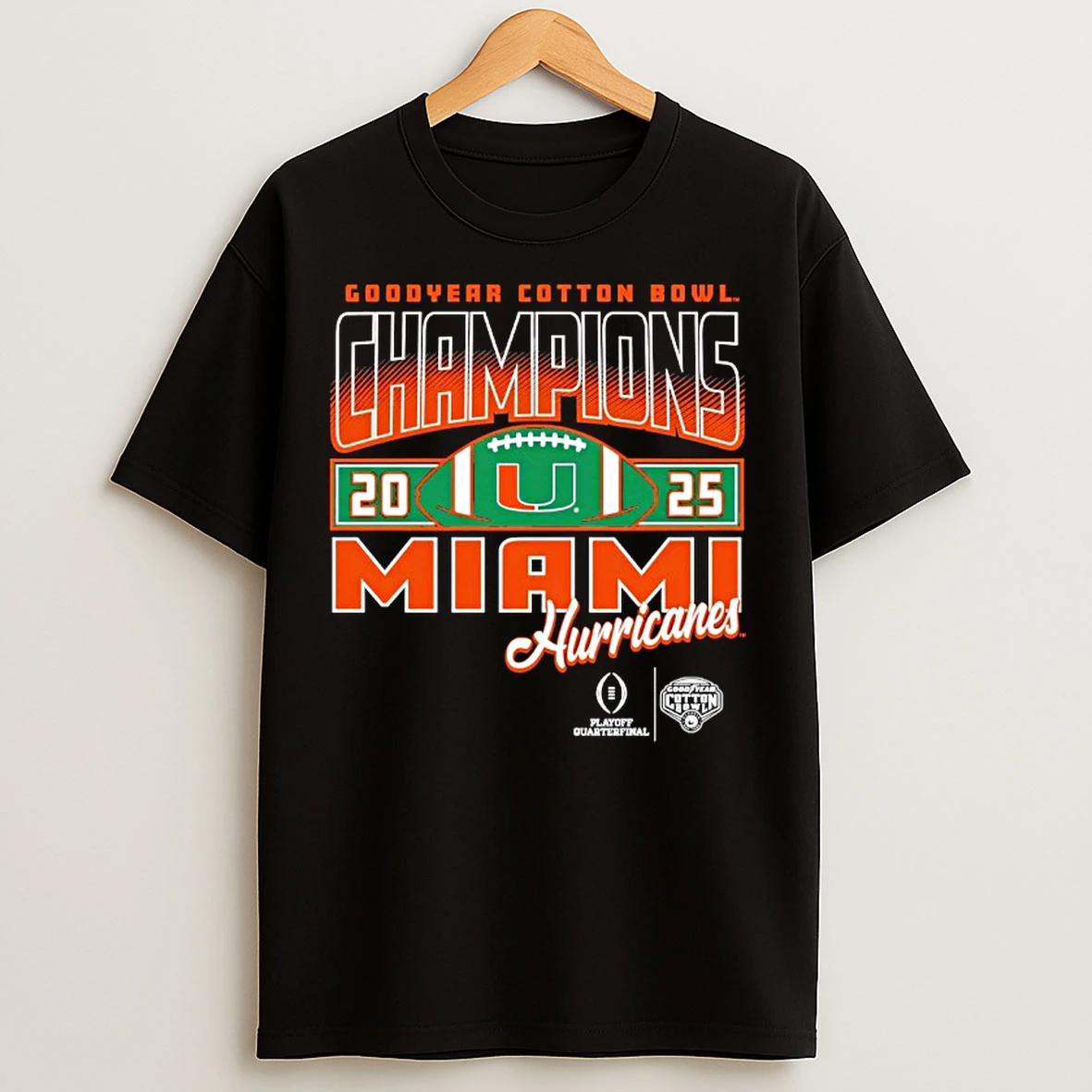 Classic Miami Hurricanes 2025 Mens Cotton Bowl Champions T Shirts