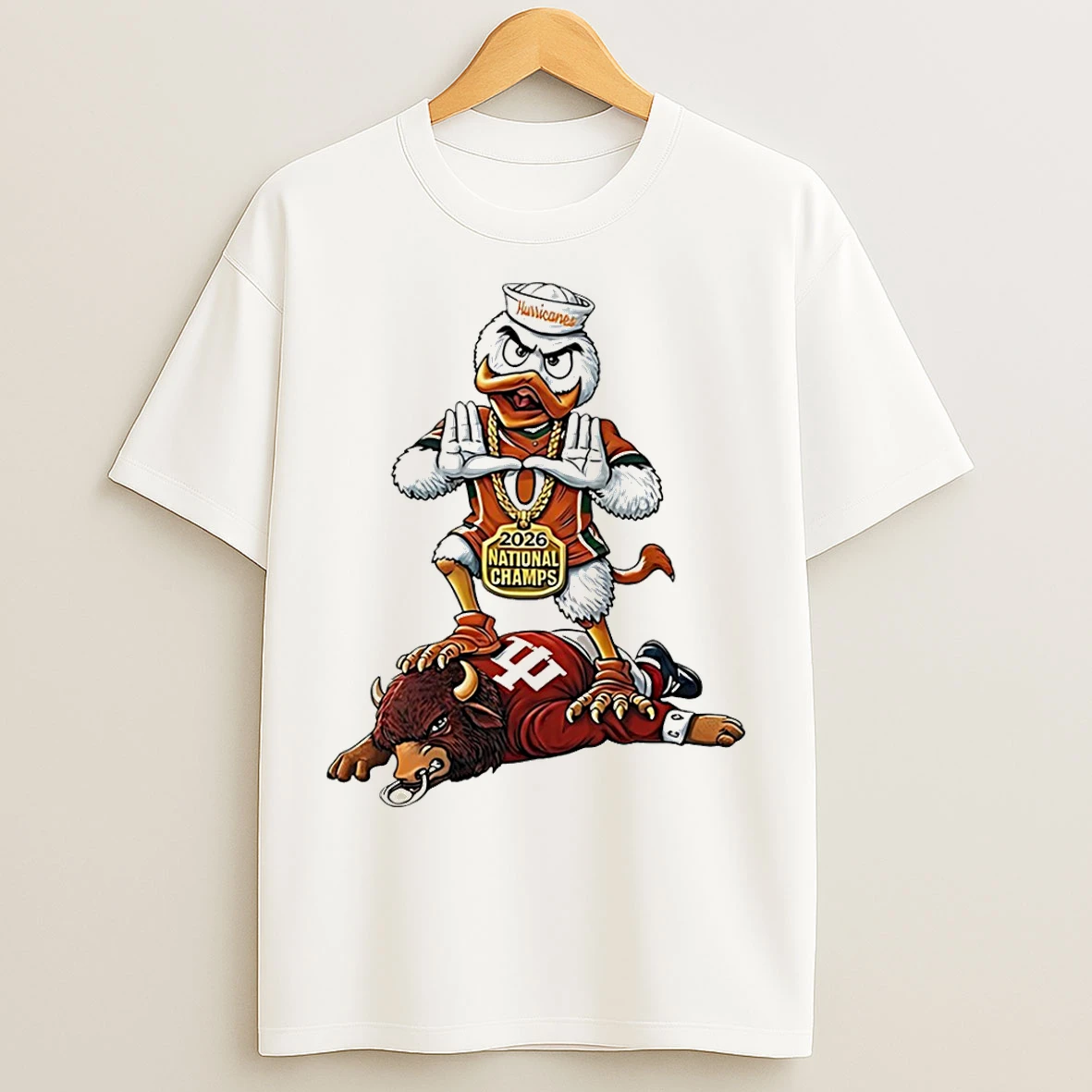 Classic Miami Hurricanes 2026 National Champions Beat Indiana Hoosiers Mascot T Shirts