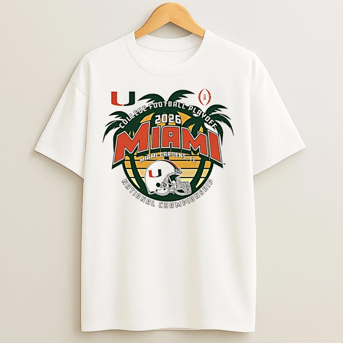 Classic Miami Hurricanes 2026 National Championship Sunset Helmet T Shirts
