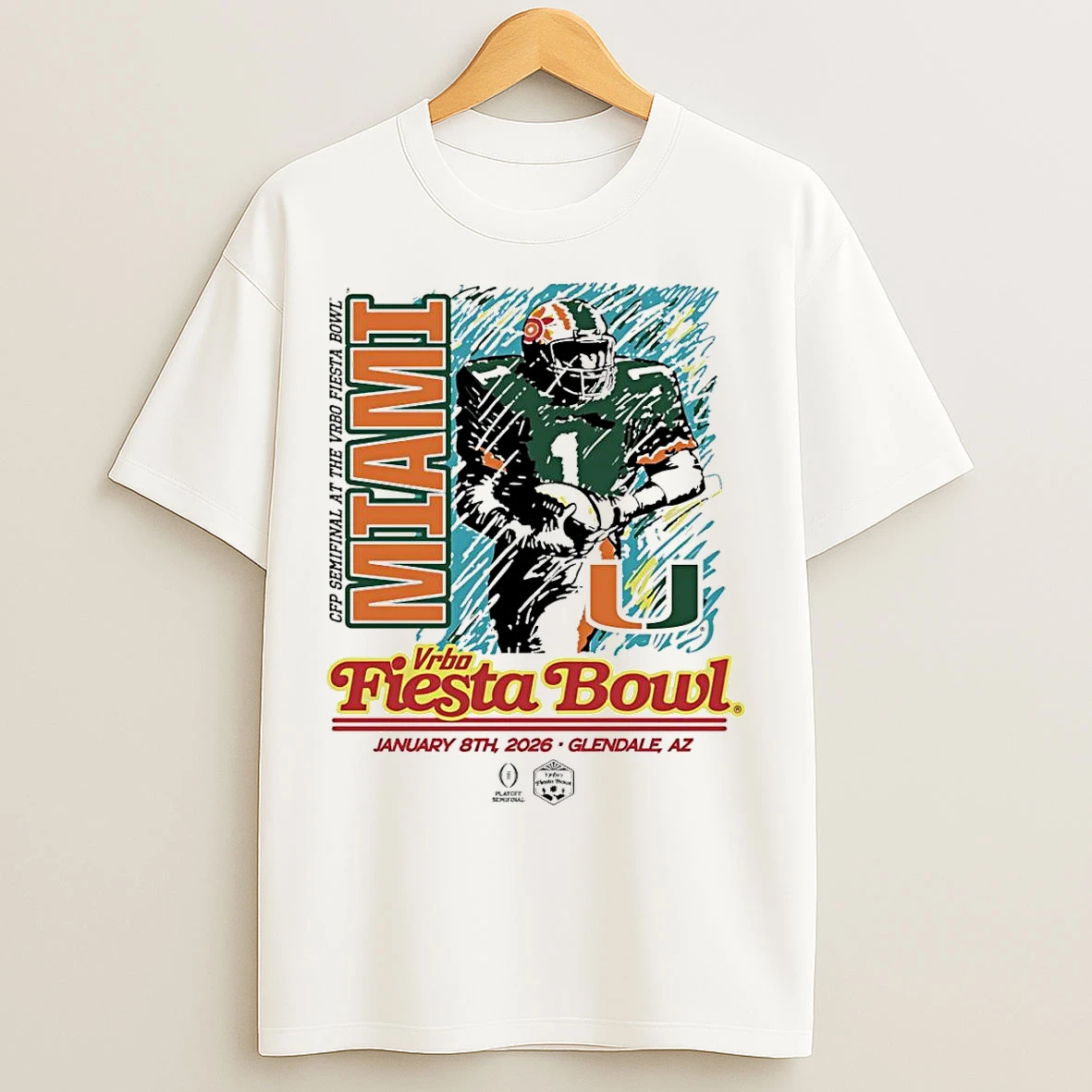 Classic Miami Hurricanes 2026 Vrbo Fiesta Bowl Cfp Semifinal Graphic T Shirts