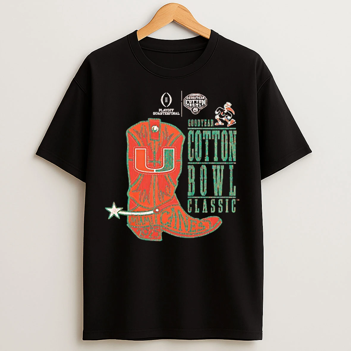 Classic Miami Hurricanes Boot Goodyear Cotton Bowl Classic 2025 T Shirts