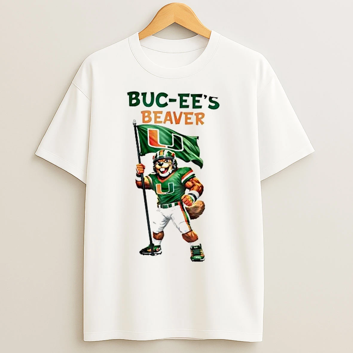 Classic Miami Hurricanes Buc Ees Beaver Mascot Flag T Shirts