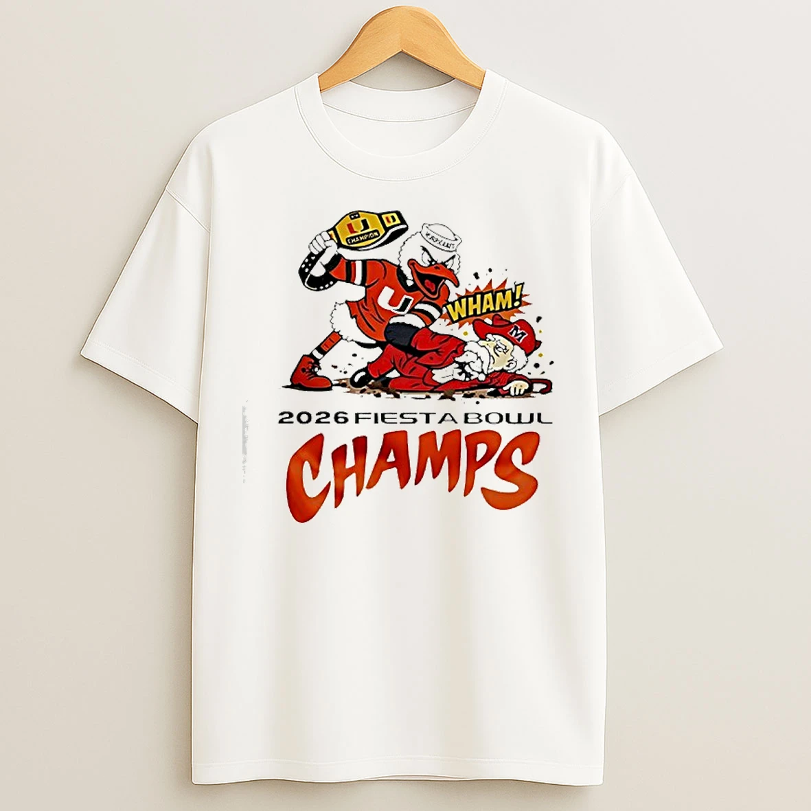 Classic Miami Hurricanes Fiesta Bowl Champions 2026 Mascot T Shirts