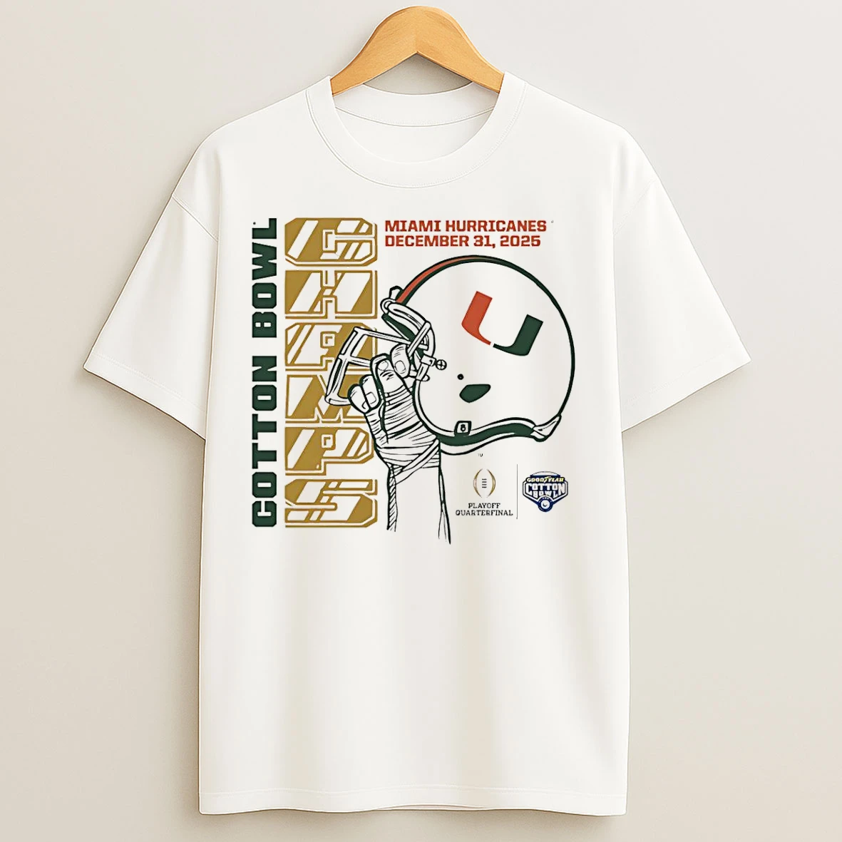 Classic Miami Hurricanes Football 2025 Cotton Bowl Champions Helmet T Shirts