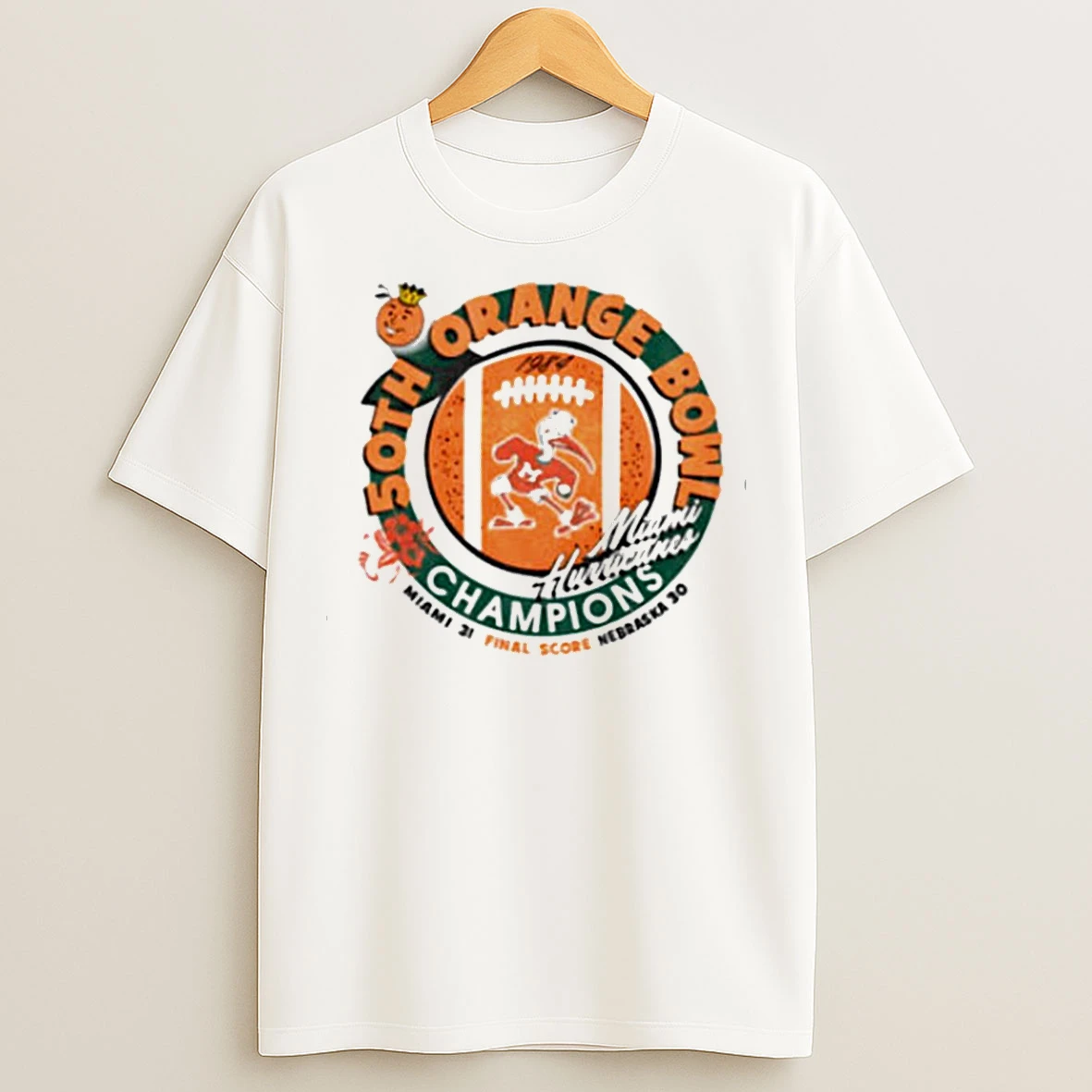 Classic Miami Hurricanes Orange Bowl Champions 50th T Shirts