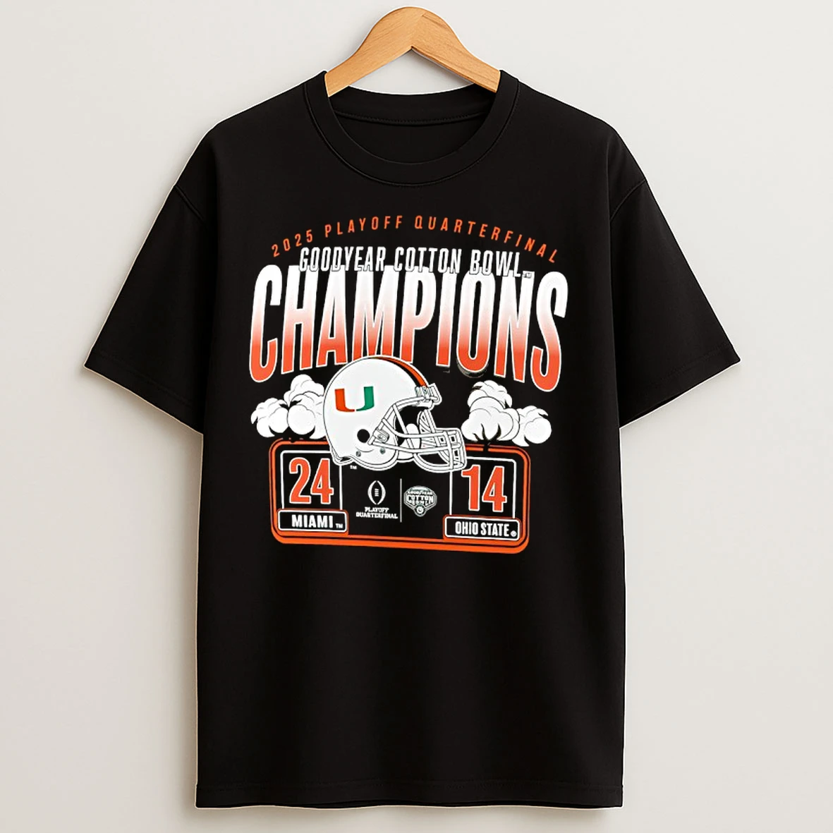 Classic Miami Hurricanes Playoff Quarterfinal 2025 Cotton Bowl Champions T Shirts